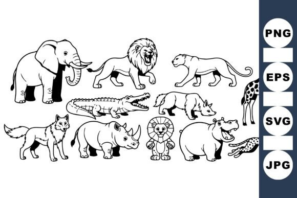 Download Wild Safari Animal Clipart Set - Animal clipart set Collection