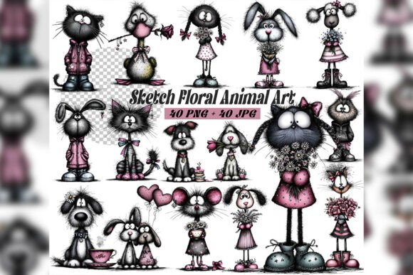 Download Whimsical Floral Animal Clipart Set - Animal clipart set Collection