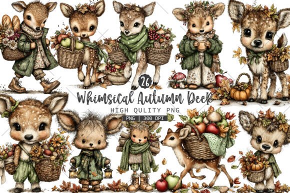 Download Whimsical Autumn Deer Clipart Bundle - Bundle Collection