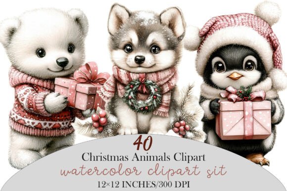 Download Christmas Winter Animals Clipart Bundle - Bundle Collection