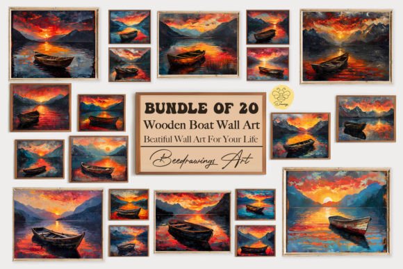 Download Oil Paint Wooden Boat Wall Art Bundle - Bundle Collection