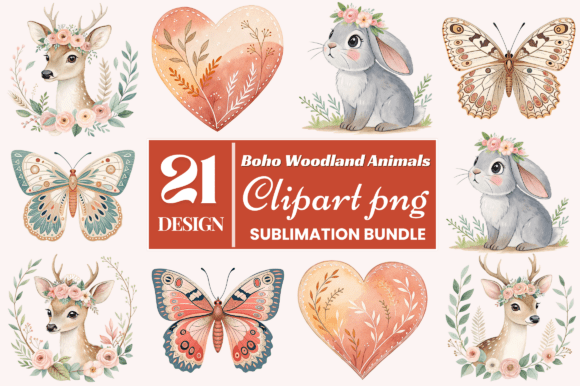 Download Boho Woodland Animals Clipart PNG Bundle - Bundle Collection