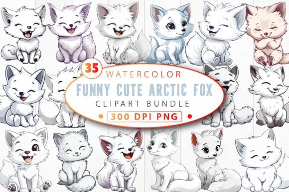 Download Funny Cute Arctic Fox Clipart Bundle - Bundle Collection